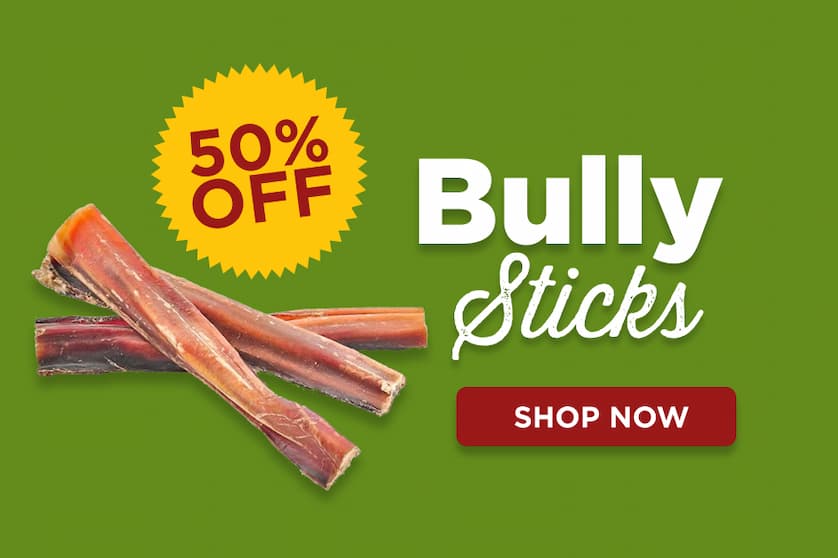50% off bully sticks - shop now
