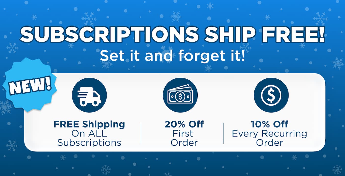 free shipping, 20% off, your subscription, your schedule 