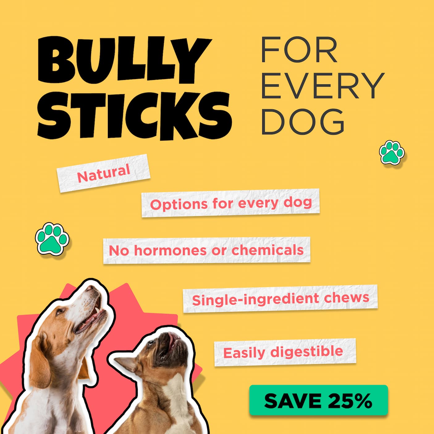 save 30% on bully sticks
