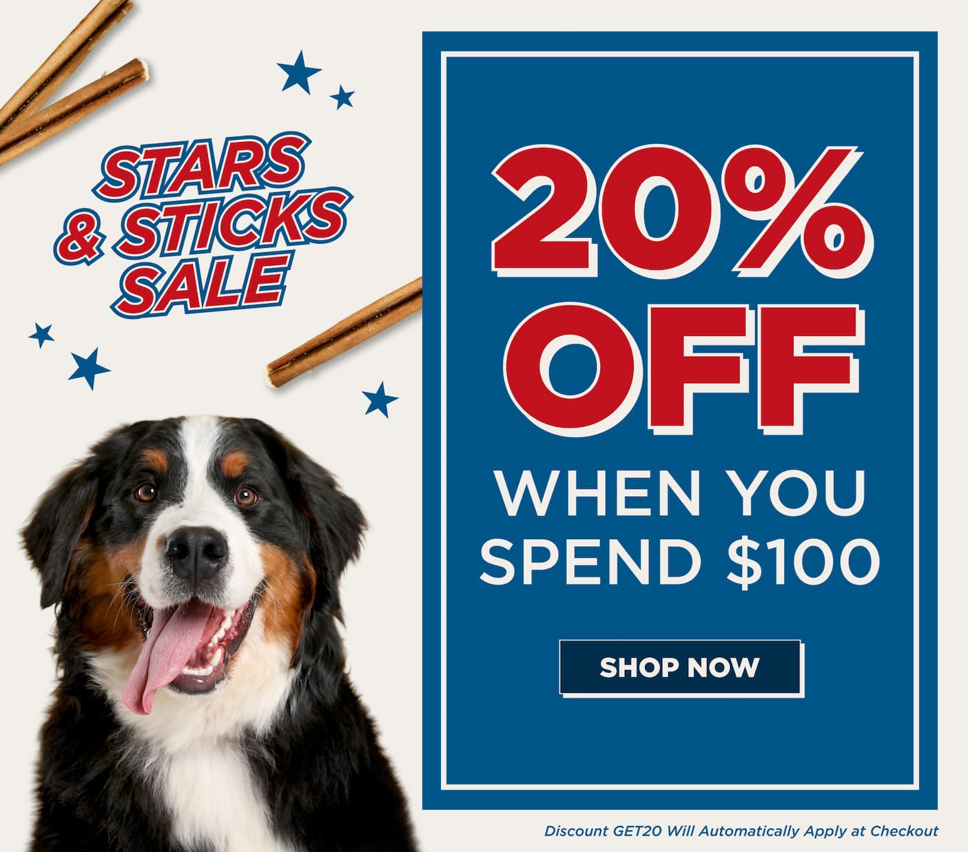 stars & sticks 20% off when you spend $100