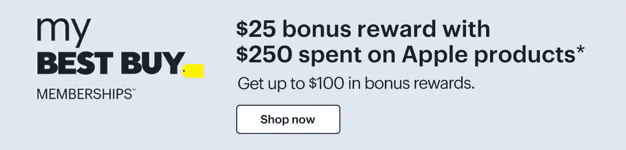 $25 bonus reward with $250 spent on Apple products. Get up to $100 in bonus rewards. Shop now. Reference disclaimer.