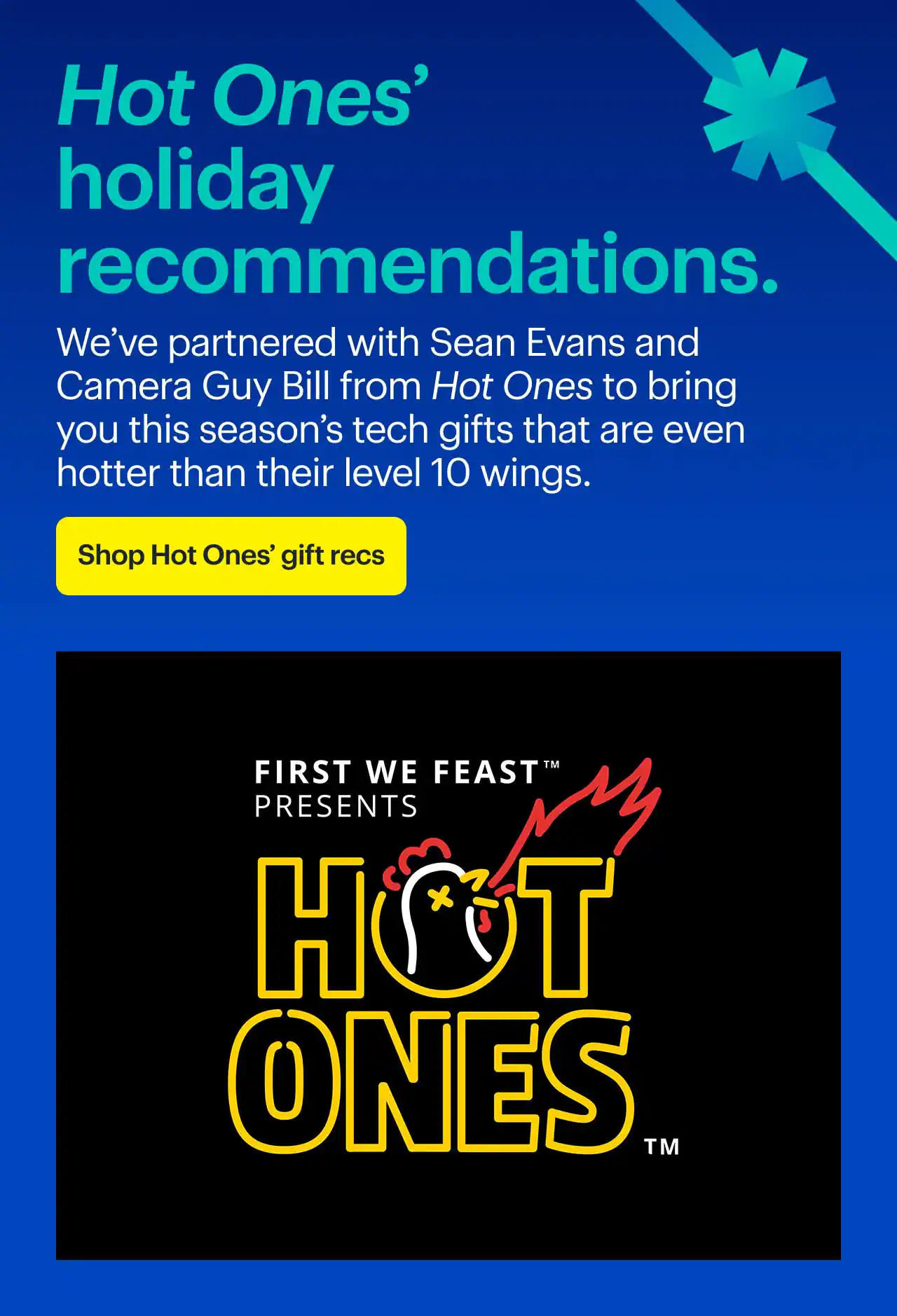 Hot Ones’ holiday recommendations.  Hot Ones logo.