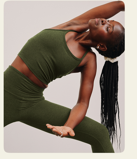 Spacedye Slim Racerback Cropped Tank in Army Green Heather