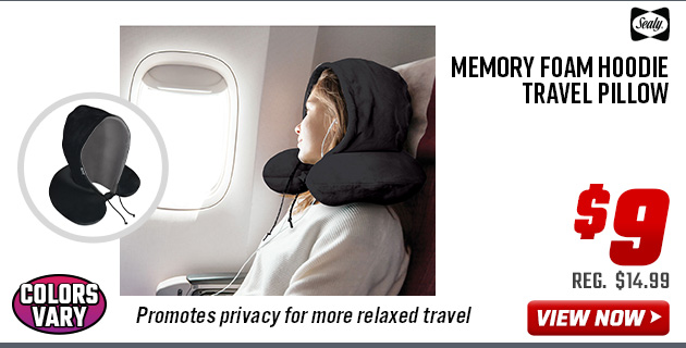 Sealy Memory Foam Hoodie Travel Pillow