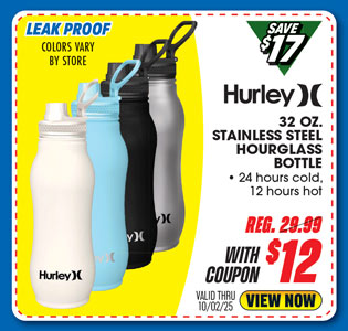 Hurley 32 oz. Stainless Steel Hourglass Bottle