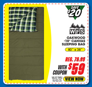 World Famous Sports Oakwood -10° Canvas Sleeping Bag