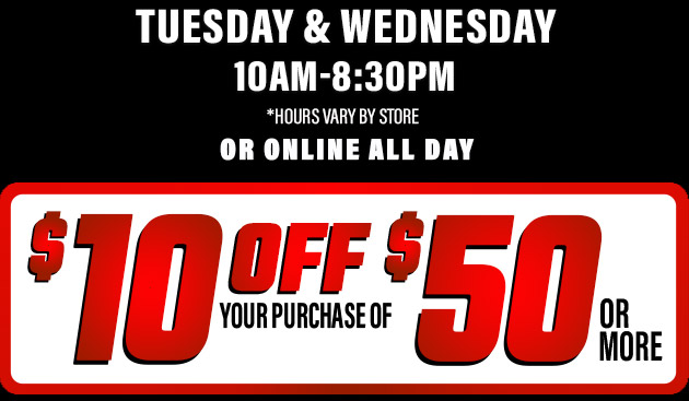 $10 Off $50. Exclusions apply. Use code E250930