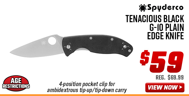 Spyderco Tenacious Black G-10 Plain Edge Knife