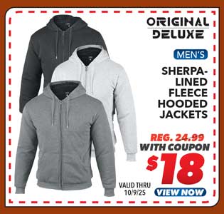 Original Deluxe Men's Sherpa Lined Fleece Hooded Jacket