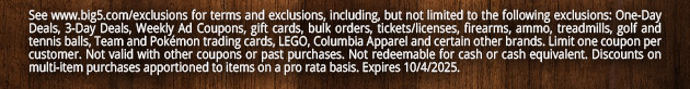 See www.big5.com/exclusions