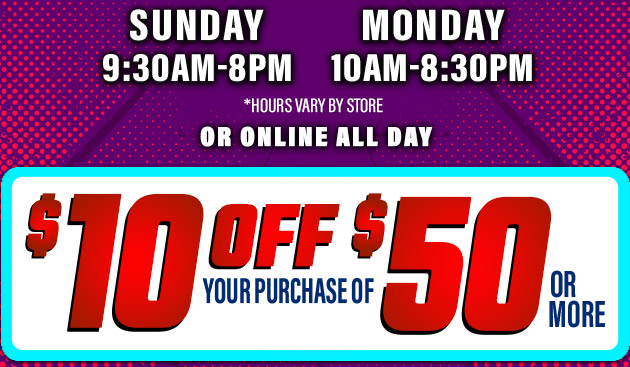 $10 off $50. Exclusions apply. Use code E251005