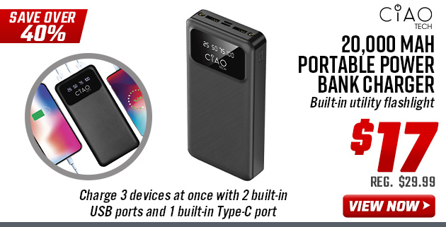 CIAO TECH 20,000 mAh Portable Power Bank Charger