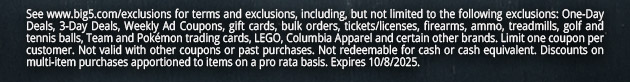 See www.big5.com/exclusions