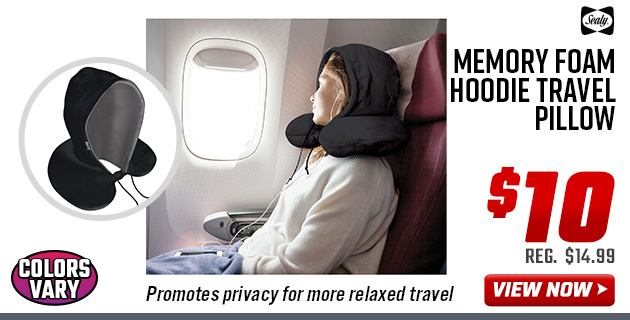 Sealy Memory Foam Hoodie Travel Pillow