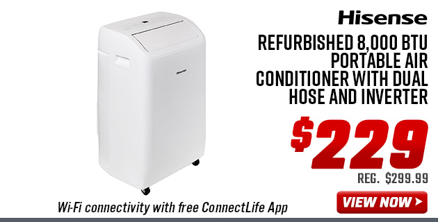 Hisense Refurbished 8,000 BTU Portable Air Conditioner with Dual Hose and Inverter