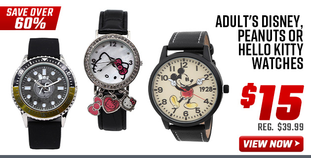 Adult's Disney, Peanuts or Hello Kitty Watches