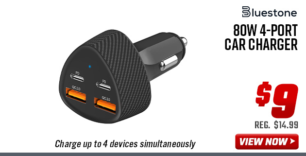 Bluestone 80W 4-Port Car Charger