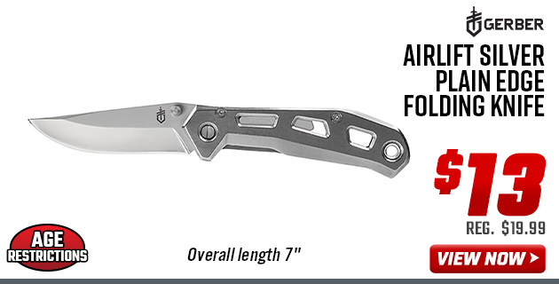 Gerber Airlift Silver Plain Edge Folding Knife