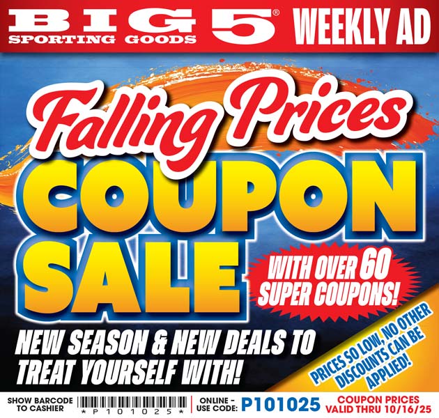 Big 5 Sporting Goods Weekly Ad.  CODE P101025