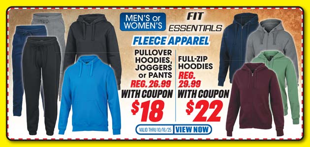 Fit Essentials Men's or Women's Full-Zip Fleece Hoodie, Pullover Hoodie, Joggers or Pants