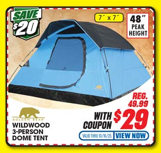 Golden Bear Wildwood 3-Person Dome Tent