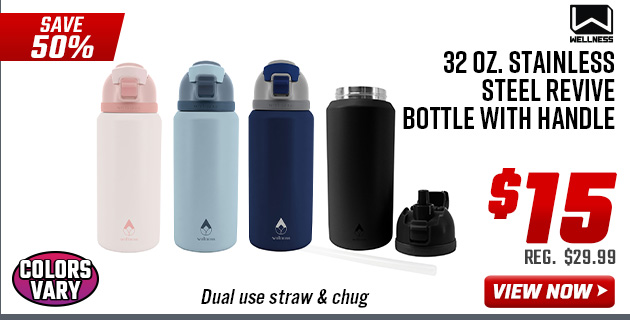 Wellness 32 oz. Stainless Steel Revive Bottle with Handle