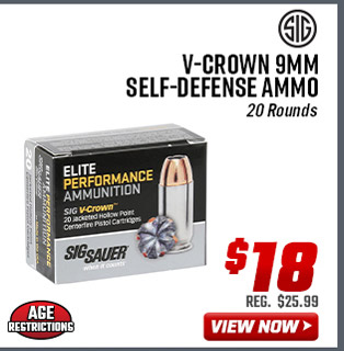 Sig Sauer V-Crown 9mm Self-Defense Ammo