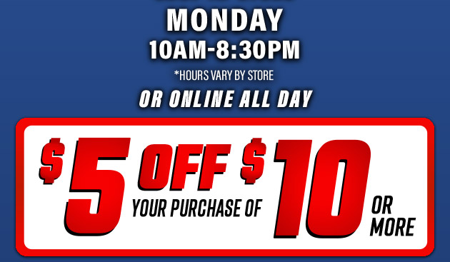 $5 off $10. Exclusions apply. Use code E251013