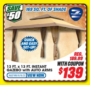 Z-Shade 13' x 13' Instant Gazebo with Auto Arms