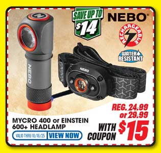 NEBO Mycro 400 or  Einstein 600+ Rechargeable Headlamp