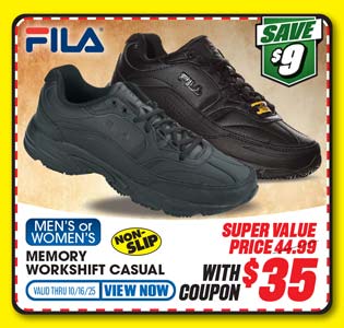 FILA Memory Workshift Men's or Women's Service Shoes