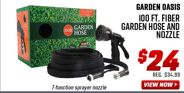 Garden Oasis 100 Ft. Fiber Garden Hose and Nozzle