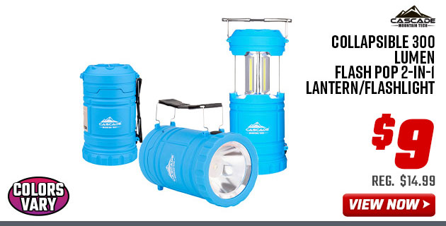 Cascade Mountain Tech Collapsible 300 Lumen Flash Pop 2-in-1 Lantern/Flashlight