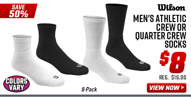 Wilson Men's Athletic Crew or Quarter Crew Socks