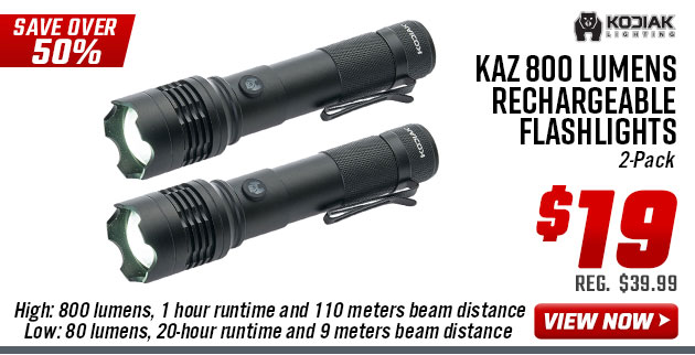Kodiak Kaz 800 Lumens Rechargeable Flashlights 
