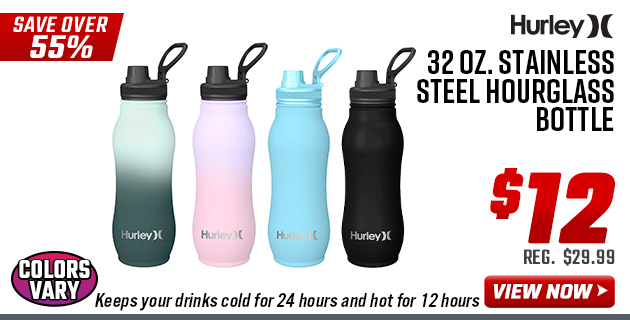 Hurley 32 oz. Stainless Steel Hourglass Bottle