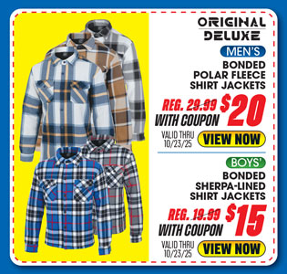 Original Deluxe OG Men's Bonded Polar Fleece Shirt Jacket or Boys' Bonded Sherpa Lined Shirt Jacket