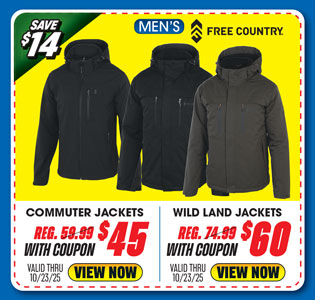 Free Country Men's Commuter Jackets and Wild Land Jackets