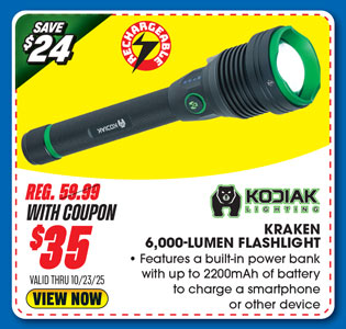 Kodiak Kraken Rechargeable 6000 Lumen Flashlight