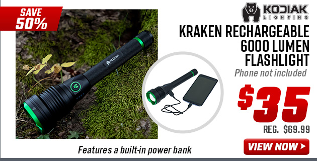 Kodiak Kraken Rechargeable 6000 Lumen Flashlight