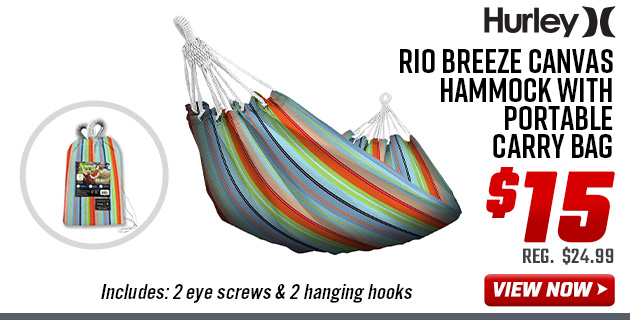 Hurley Rio Breeze Canvas Hammock with Portable Carry Bag