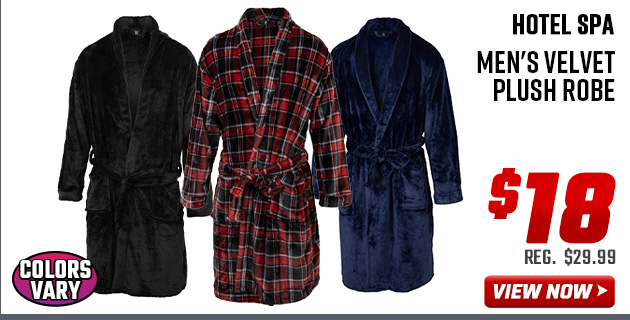 Hotel Spa Men's Velvet Plush Robe
