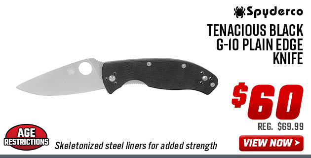 Spyderco Tenacious Black G-10 Plain Edge Knife
