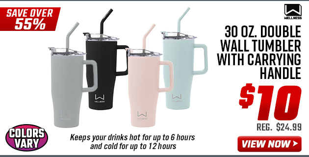 Wellness 30 oz. Double Wall Tumbler with Carrying Handle