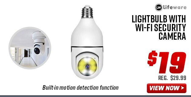 Lifeware Lightbulb with Wi-Fi Security Camera