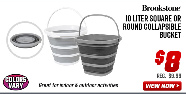 Brookstone 10 Liter Square or Round Collapsible Bucket