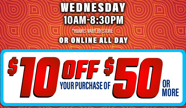 $10 off $50. Exclusions apply. Use code E251022