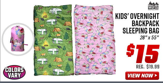 World Famous Sports Kids' Overnight Backpack Sleeping Bag