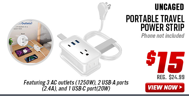 Uncaged Portable Travel Power Strip