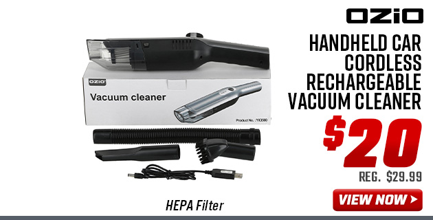 OZIO Handheld Car Cordless Rechargeable Vacuum Cleaner